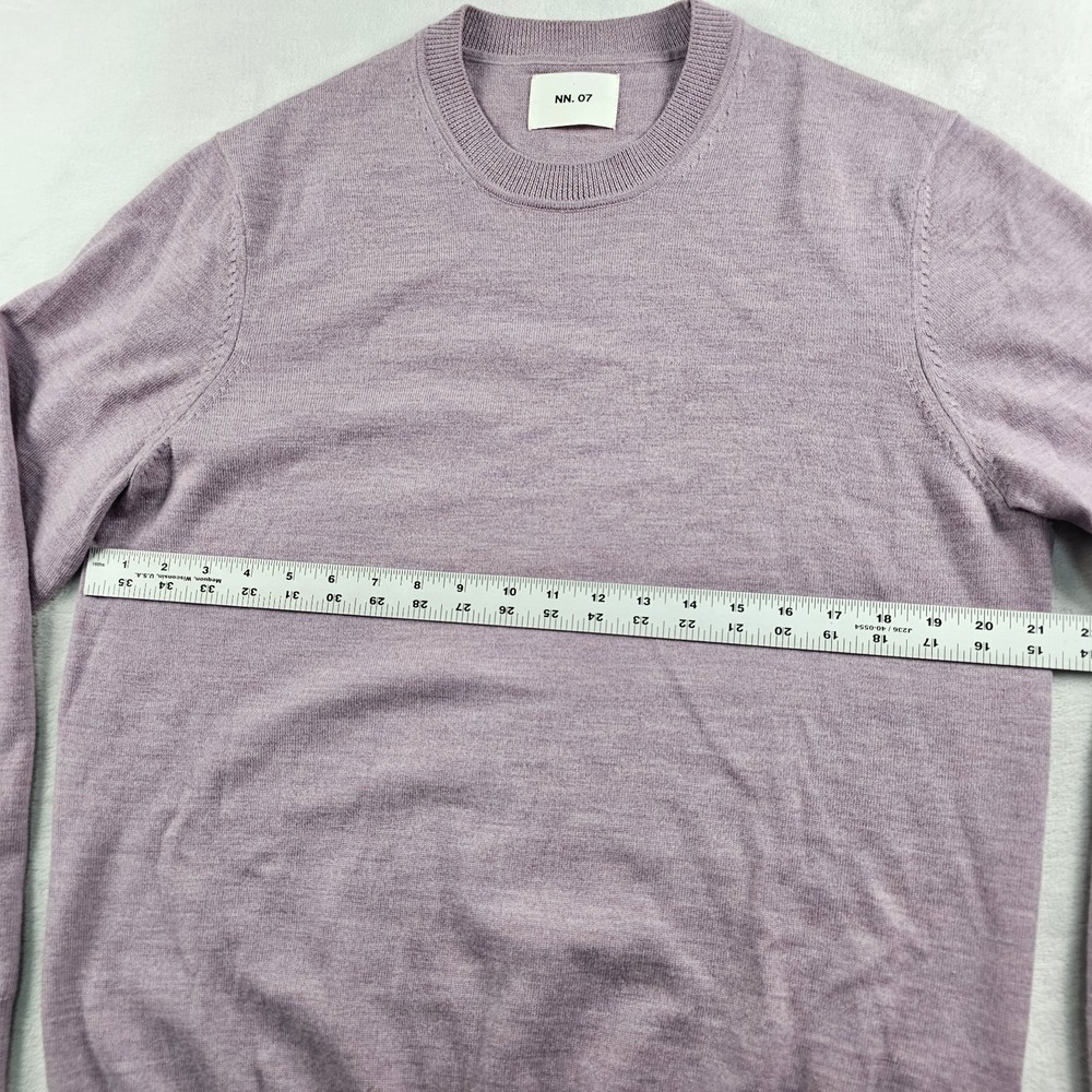 NN07 Sweater Mens L 100% Merino Wool Crewneck Knit Pullover Lilac Lavender - Picture 4 of 8